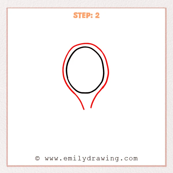 how to draw a tennis racket - Step 2